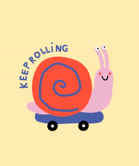 Eine bunt illustrierte Schnecke auf einem Skateboard