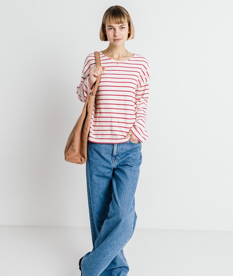 KAUF DICH GLÜCKLICH Longsleeve Weiß und Rot gestreift