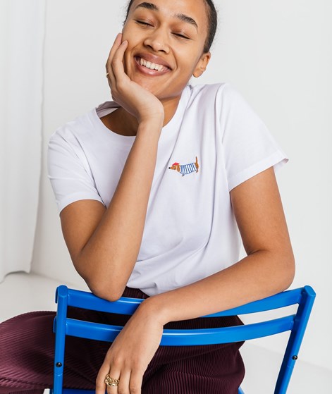 KAUF DICH GLÜCKLICH T-Shirt Dackel Weiß aus Bio-Baumwolle