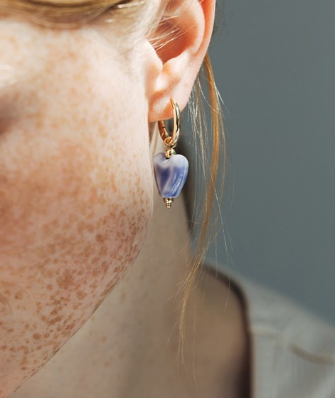 EBBA Blaue Herzanhänger Ohrringe Gold