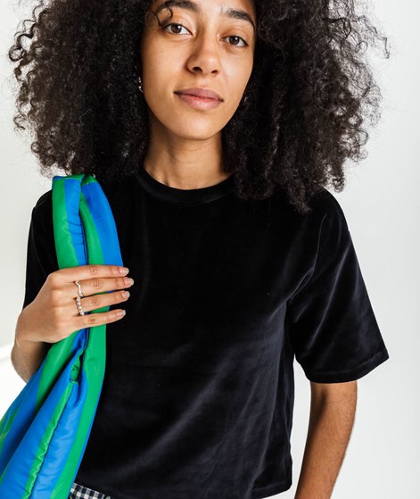 KAUF DICH GLÜCKLICH Samt-T-Shirt Schwarz