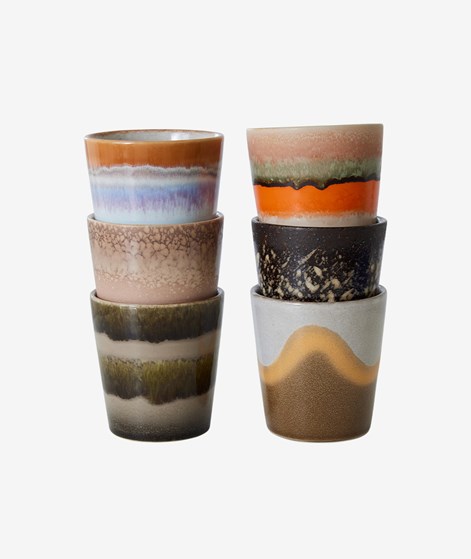 HKLIVING 70s Ceramics: Kaffee Becher Elements (6er-Set) mehrfarbig