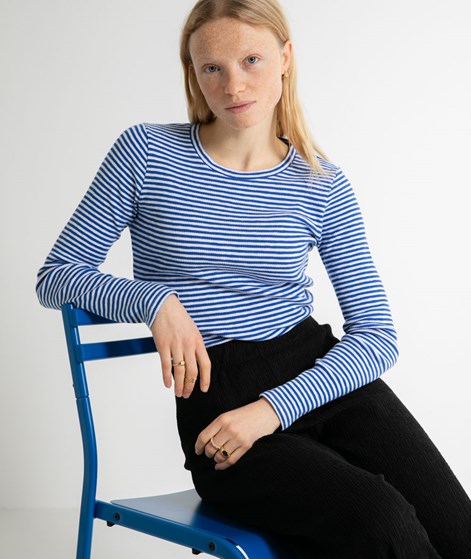 KAUF DICH GLÜCKLICH Longsleeve Weiß und Blau gestreift