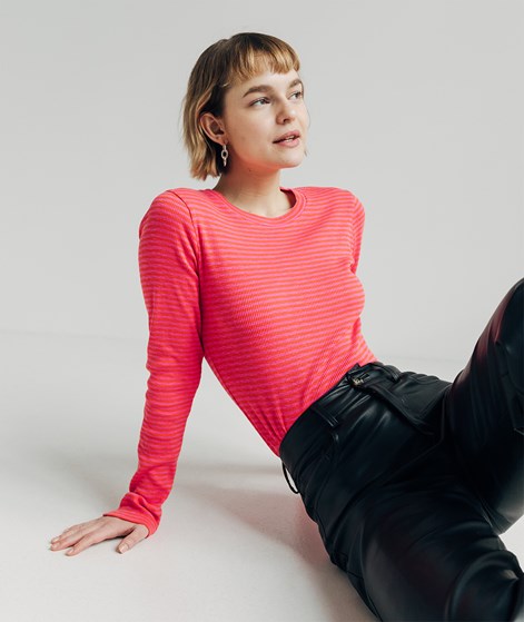 KAUF DICH GLÜCKLICH Longsleeve Pink und Orange gestreift