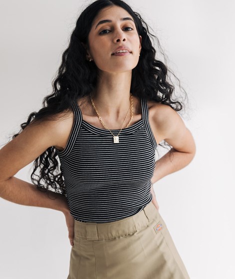 KAUF DICH GLÜCKLICH Top Schwarz und Weiß gestreift