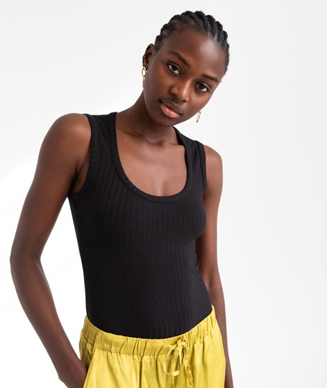 KAUF DICH GLÜCKLICH Rippstrick-Top Schwarz aus Viskose (LENZING™ ECOVERO™)