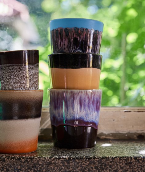 HKLIVING 70s Ceramics: Kaffee Becher Yeti mehrfarbig