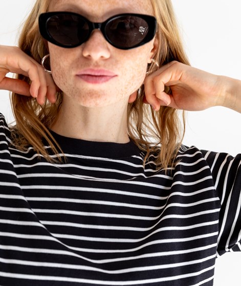 KAUF DICH GLÜCKLICH T-Shirt Schwarz und Weiß gestreift aus Bio-Baumwolle