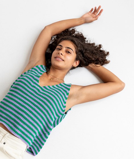KAUF DICH GLÜCKLICH Stricktop Lila und Grün gestreift