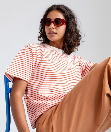 KAUF DICH GLÜCKLICH T-Shirt Weiß und Rot gestreift aus Bio-Baumwolle