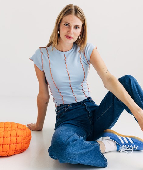 KAUF DICH GLÜCKLICH T-Shirt Wellensaum Hellblau aus Bio-Baumwolle