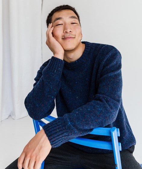 KAUF DICH GLÜCKLICH Pullover Dunkelblau aus recycelter Wolle