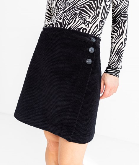 KAUF DICH GLÜCKLICH Wickelrock mit Knopfverschluss Schwarz aus Bio-Baumwolle