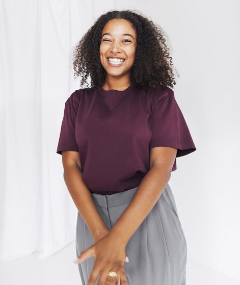 DARIADÉH Basic Heavyweight T-Shirt Bordeauxrot