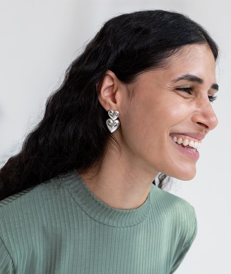 EBBA Zwei Herzen Ohrringe Silber