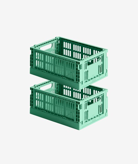 HAY Colour Crate Mini 2er-Set Korb Grün (8x13x17)