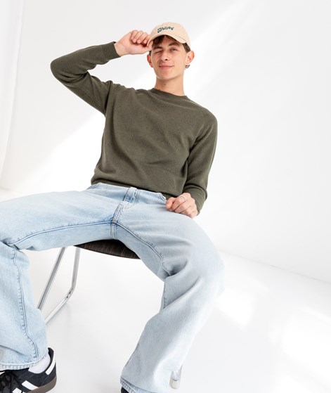 NOWADAYS Signature Raglan Mouline Pullover Dunkelgrün