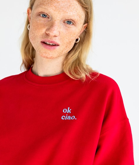KAUF DICH GLÜCKLICH Sweater Ok Ciao Rot aus Bio-Baumwolle