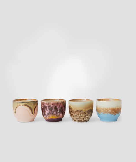 HKLIVING 70s Ceramics: Café Becher Lagoon (4er-Set) mehrfarbig