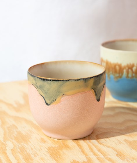 HKLIVING 70s Ceramics: Café Becher Blossom mehrfarbig