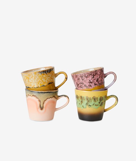 HKLIVING 70s Ceramics: Americano Tassen Radiant (4er-Set) mehrfarbig