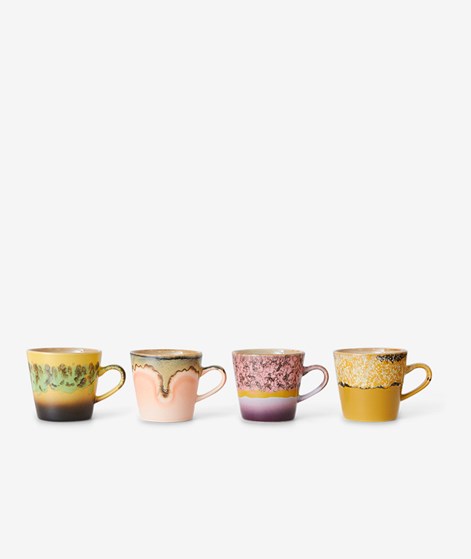 HKLIVING 70s Ceramics: Americano Tassen Radiant (4er-Set) mehrfarbig