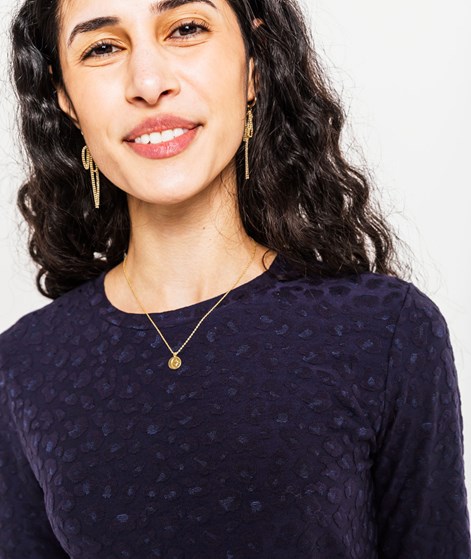 KAUF DICH GLÜCKLICH Longsleeve Dunkelblau gemustert aus Viskose (LENZING™ ECOVERO™)