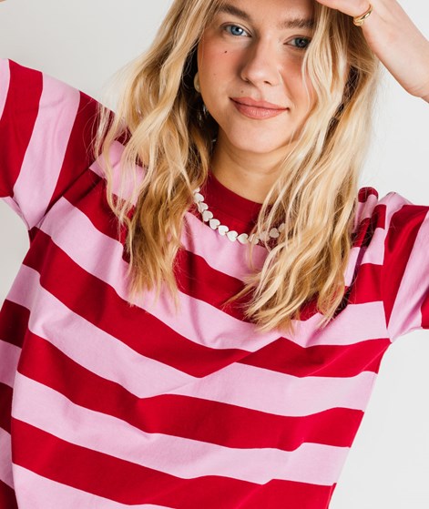 KAUF DICH GLÜCKLICH T-Shirt Rosa und Rot gestreift aus Bio-Baumwolle