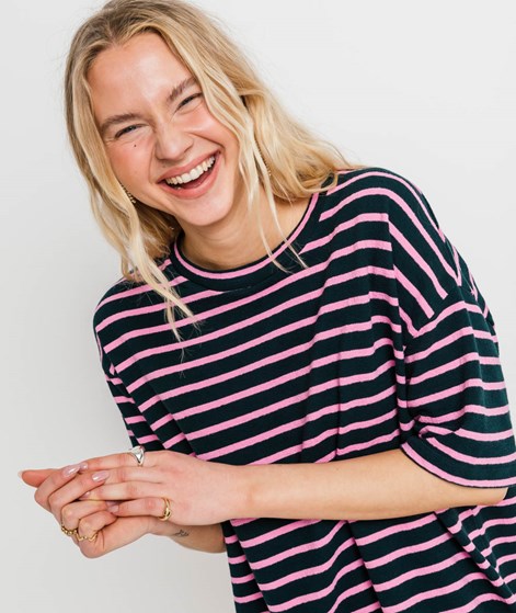 KAUF DICH GLÜCKLICH Kleid Dunkelgrün/Rosa gestreift