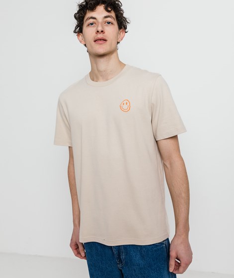 KAUF DICH GLÜCKLICH T-Shirt Smiley Orange Beige aus Bio-Baumwolle