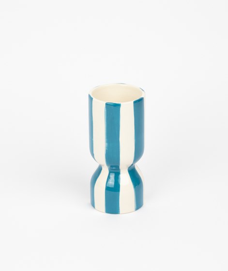 KAUF DICH GLÜCKLICH Vase (8x8x17cm) gestreift Blau