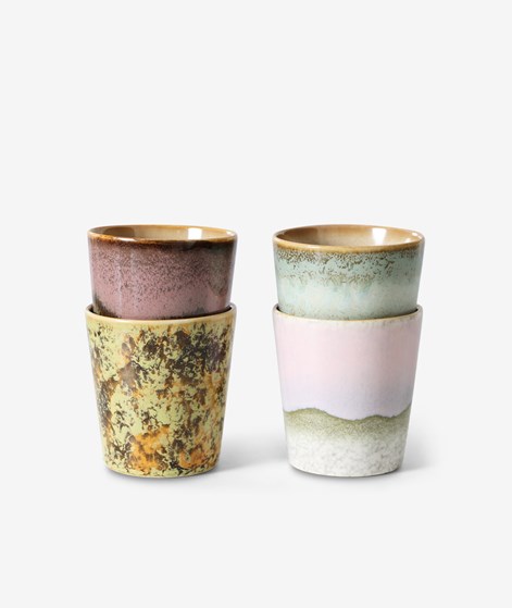HKLIVING 70s Ceramics: Coffee (4er-Set) mehrfarbig