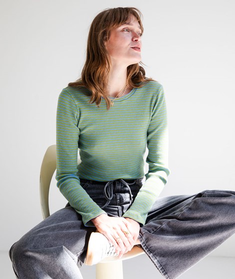 KAUF DICH GLÜCKLICH Longsleeve Blau Grün gestreift