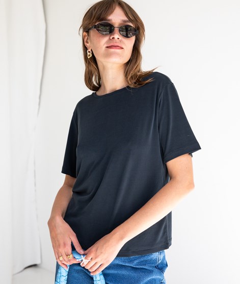 KAUF DICH GLÜCKLICH T-Shirt Rückenausschnitt Schwarz aus Modal (TENCEL™)