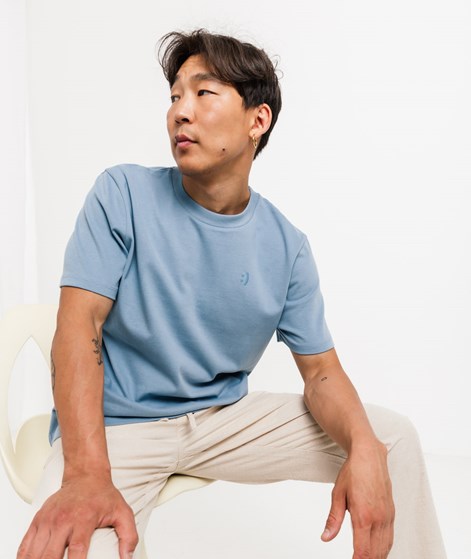 KAUF DICH GLÜCKLICH T-Shirt Smiley Hellblau aus Bio-Baumwolle