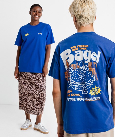 ON VACATION NYC Bagel T-Shirt Blau