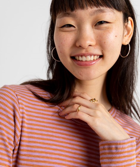 KAUF DICH GLÜCKLICH Longsleeve Rosa Orange gestreift aus Bio-Baumwolle