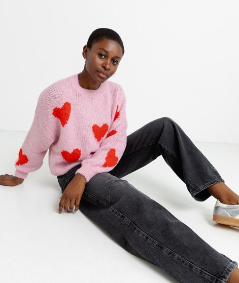 KAUF DICH GLÜCKLICH Pullover Herzchen Rosa Rot