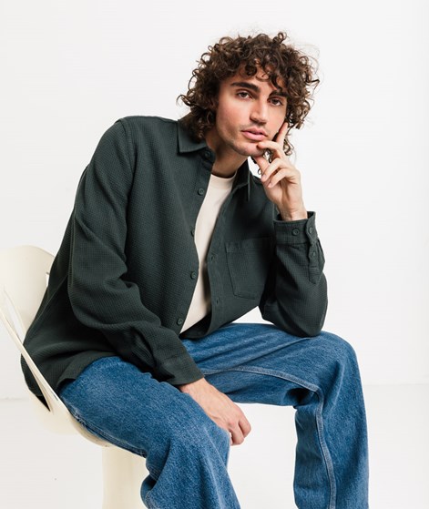 REVOLUTION Loose Hemd Dunkelgrün