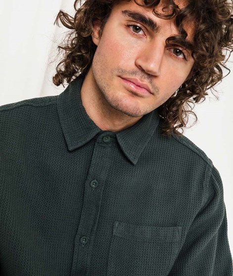 REVOLUTION Loose Hemd Dunkelgrün