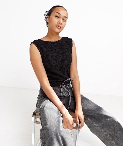 KAUF DICH GLÜCKLICH Top Gerippt Schwarz