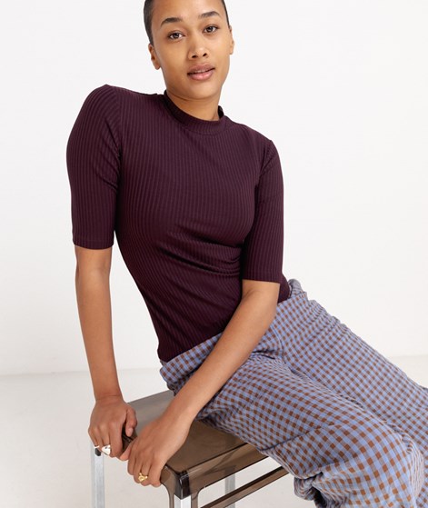 JAN N JUNE Nina Rib T-Shirt Dunkelrot