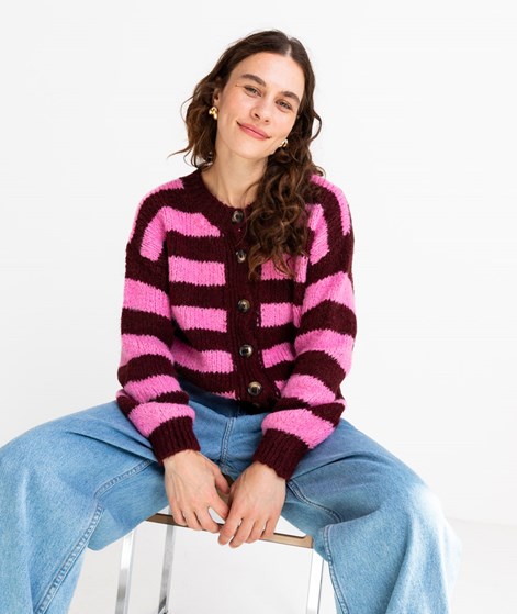 KAUF DICH GLÜCKLICH Cardigan Bordeaux Pink gestreift