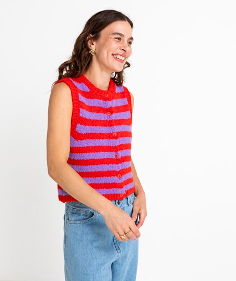 KAUF DICH GLÜCKLICH Weste Rot Lila gestreift