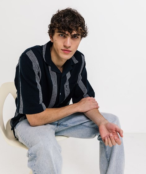 MINIMUM Hayden Hemd Streifen Dunkelblau