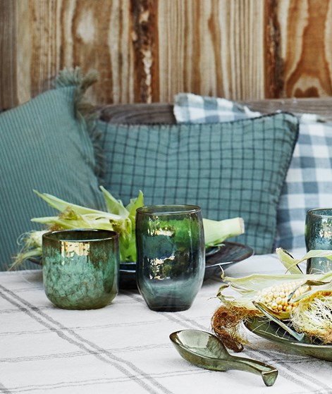 MADAM STOLTZ Steingut Becher Grün Braun