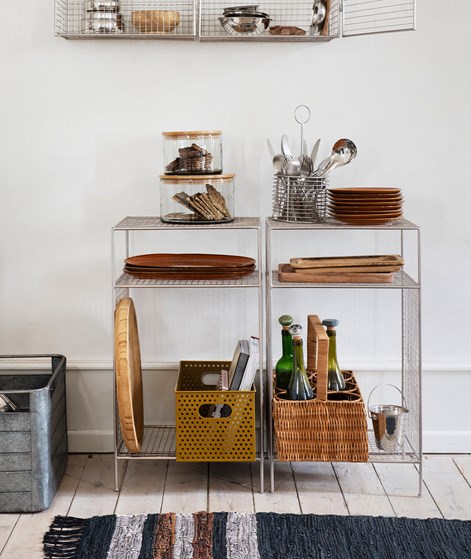 MADAM STOLTZ Stehendes Eisen Regal (40x30x69cm) Silber