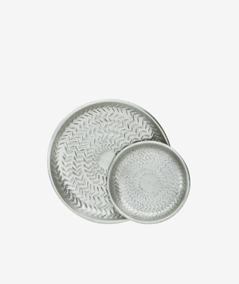 MADAM STOLTZ (2er-Set) Aluminium Tablett Silber