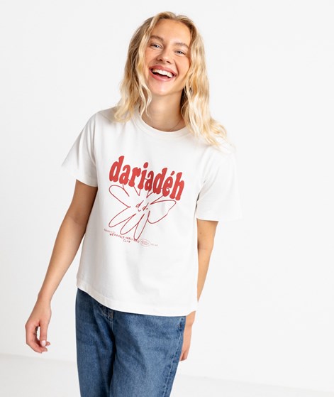 DARIADÉH Signature Flower T-Shirt Cremeweiß