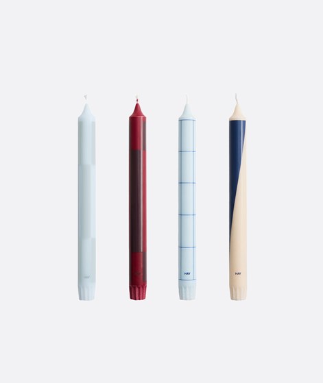 HAY Pattern (4er-Set) Kerze mehrfarbig Blau
